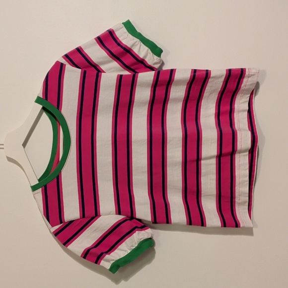 ANTHROPOLOGIE PILCRO pink and green striped t shirt - size small - Picture 3 of 9